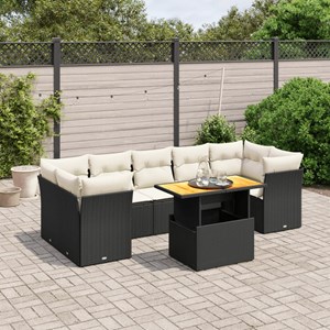 Maison exclusive - salon de jardin 8 pcs avec coussins noir résine tressée