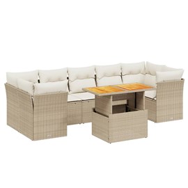 Maison exclusive - salon de jardin avec coussins 8 pcs beige résine tressée