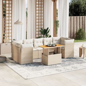 Maison exclusive - salon de jardin avec coussins 8 pcs beige résine tressée