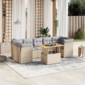 Maison exclusive - salon de jardin avec coussins 8 pcs beige résine tressée