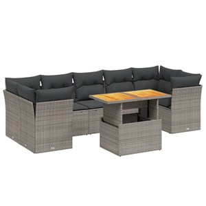 Maison exclusive - salon de jardin 8 pcs avec coussins gris résine tressée