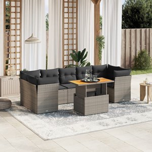 Maison exclusive - salon de jardin 8 pcs avec coussins gris résine tressée
