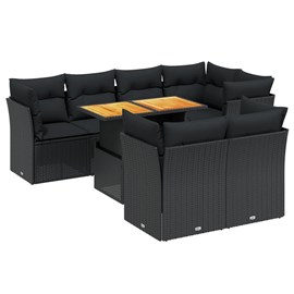 Maison exclusive - salon de jardin 8 pcs avec coussins noir résine tressée