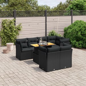 Maison exclusive - salon de jardin 8 pcs avec coussins noir résine tressée