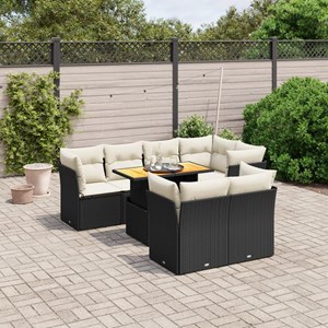 Maison exclusive - salon de jardin 8 pcs avec coussins noir résine tressée
