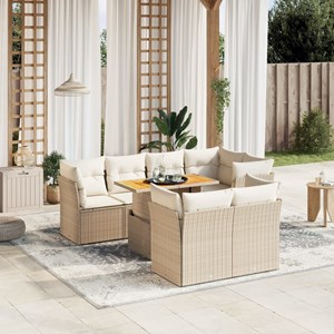 Maison exclusive - salon de jardin avec coussins 8 pcs beige résine tressée