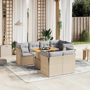 Maison exclusive - salon de jardin avec coussins 8 pcs beige résine tressée