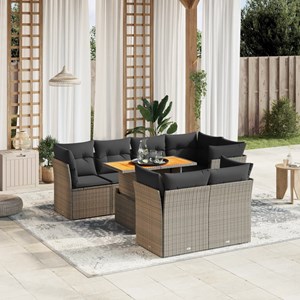 Maison exclusive - salon de jardin 8 pcs avec coussins gris résine tressée