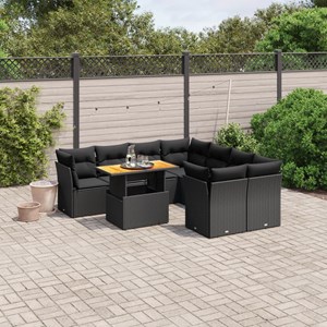 Maison exclusive - salon de jardin 9 pcs avec coussins noir résine tressée