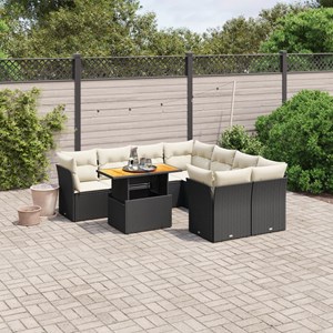 Maison exclusive - salon de jardin 9 pcs avec coussins noir résine tressée