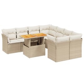 Maison exclusive - salon de jardin avec coussins 9 pcs beige résine tressée