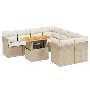 Maison exclusive - salon de jardin avec coussins 9 pcs beige résine tressée