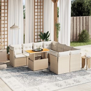 Maison exclusive - salon de jardin avec coussins 9 pcs beige résine tressée