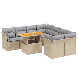 Maison exclusive - salon de jardin avec coussins 9 pcs beige résine tressée