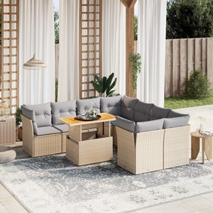 Maison exclusive - salon de jardin avec coussins 9 pcs beige résine tressée