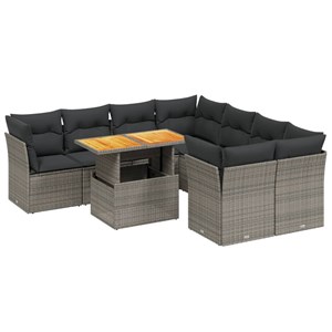 Maison exclusive - salon de jardin 9 pcs avec coussins gris résine tressée