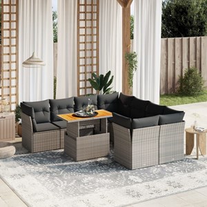 Maison exclusive - salon de jardin 9 pcs avec coussins gris résine tressée