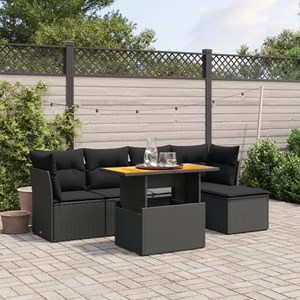 Maison exclusive - salon de jardin 6 pcs avec coussins noir résine tressée