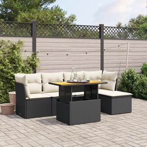 Maison exclusive - salon de jardin 6 pcs avec coussins noir résine tressée