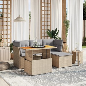 Maison exclusive - salon de jardin avec coussins 6 pcs beige résine tressée