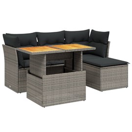 Maison exclusive - salon de jardin 6 pcs avec coussins gris résine tressée