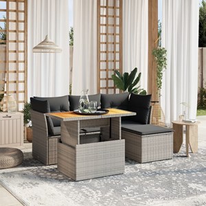 Maison exclusive - salon de jardin 6 pcs avec coussins gris résine tressée