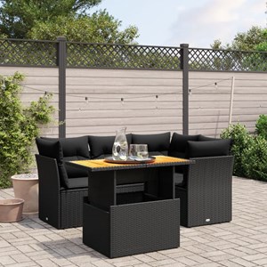 Maison exclusive - salon de jardin 5 pcs avec coussins noir résine tressée