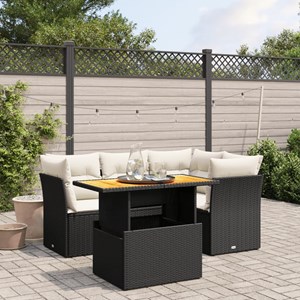 Maison exclusive - salon de jardin 5 pcs avec coussins noir résine tressée