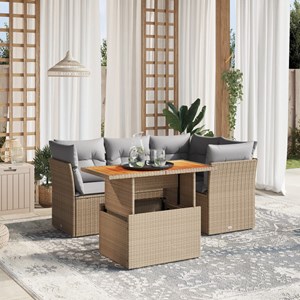 Maison exclusive - salon de jardin avec coussins 5 pcs beige résine tressée