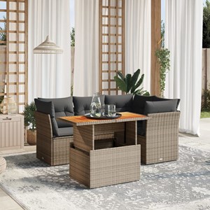 Maison exclusive - salon de jardin 5 pcs avec coussins gris résine tressée