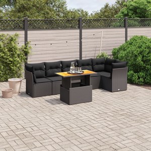 Maison exclusive - salon de jardin 7 pcs avec coussins noir résine tressée