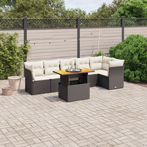 Maison exclusive - salon de jardin 7 pcs avec coussins noir résine tressée