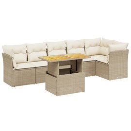 Maison exclusive - salon de jardin avec coussins 7 pcs beige résine tressée