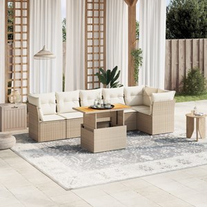 Maison exclusive - salon de jardin avec coussins 7 pcs beige résine tressée