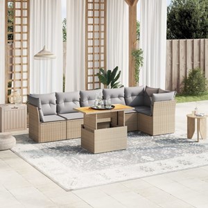 Maison exclusive - salon de jardin avec coussins 7 pcs beige résine tressée