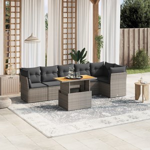 Maison exclusive - salon de jardin avec coussins 7 pcs gris résine tressée