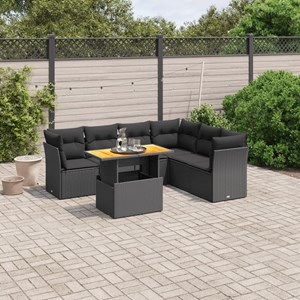 Maison exclusive - salon de jardin 7 pcs avec coussins noir résine tressée
