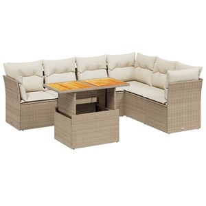 Maison exclusive - salon de jardin avec coussins 7 pcs beige résine tressée
