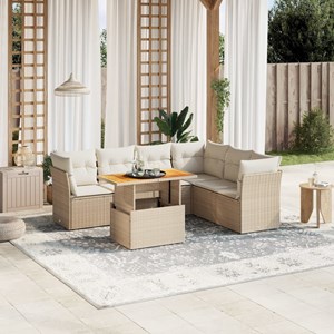Maison exclusive - salon de jardin avec coussins 7 pcs beige résine tressée