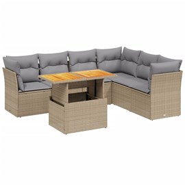 Maison exclusive - salon de jardin avec coussins 7 pcs beige résine tressée