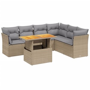 Maison exclusive - salon de jardin avec coussins 7 pcs beige résine tressée