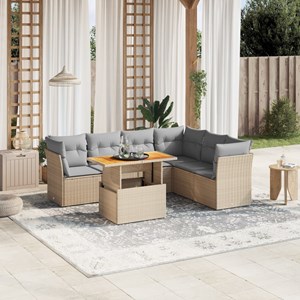 Maison exclusive - salon de jardin avec coussins 7 pcs beige résine tressée