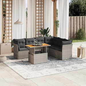 Maison exclusive - salon de jardin avec coussins 7 pcs gris résine tressée