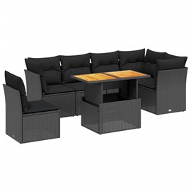Maison exclusive - salon de jardin 7 pcs avec coussins noir résine tressée