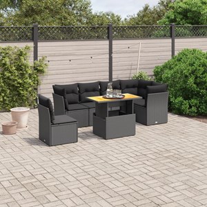 Maison exclusive - salon de jardin 7 pcs avec coussins noir résine tressée