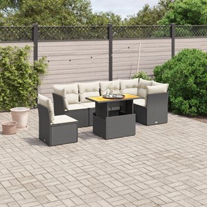 Maison exclusive - salon de jardin 7 pcs avec coussins noir résine tressée