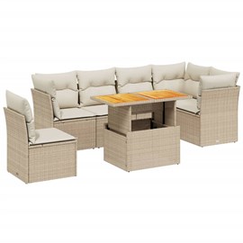 Maison exclusive - salon de jardin avec coussins 7 pcs beige résine tressée