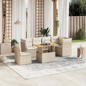 Maison exclusive - salon de jardin avec coussins 7 pcs beige résine tressée