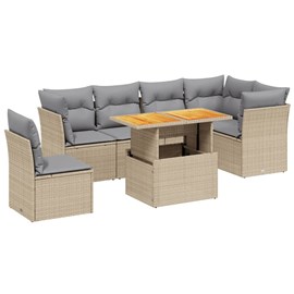 Maison exclusive - salon de jardin avec coussins 7 pcs beige résine tressée