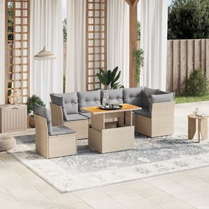 Maison exclusive - salon de jardin avec coussins 7 pcs beige résine tressée